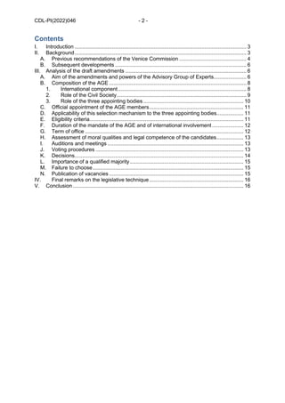 CDL-PI(2022)046 - 2 -
Contents
I. Introduction ..............................................................................