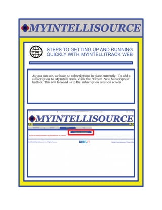 STEPS TO GETTING UP AND RUNNING
QUICKLY WITH MYINTELLITRACK WEB
As you can see, we have no subscriptions in place currentl...