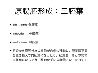 ԭcγɣ~
? ectoderm: ~
? mesoderm: ~
? endoderm: ~
? ԭ釰ƤμڂȤƄӤ~
äQ~ˤʤäꡢ~ӤȤg
~ˤʤäꡢƄӤ~ˤʤäꤹ
 