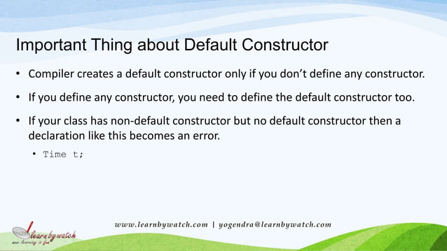 Default constructors in C++ | PPT