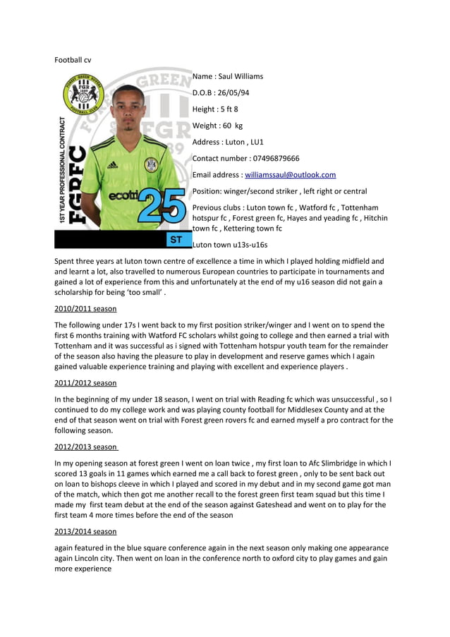 saul new football cv ODT