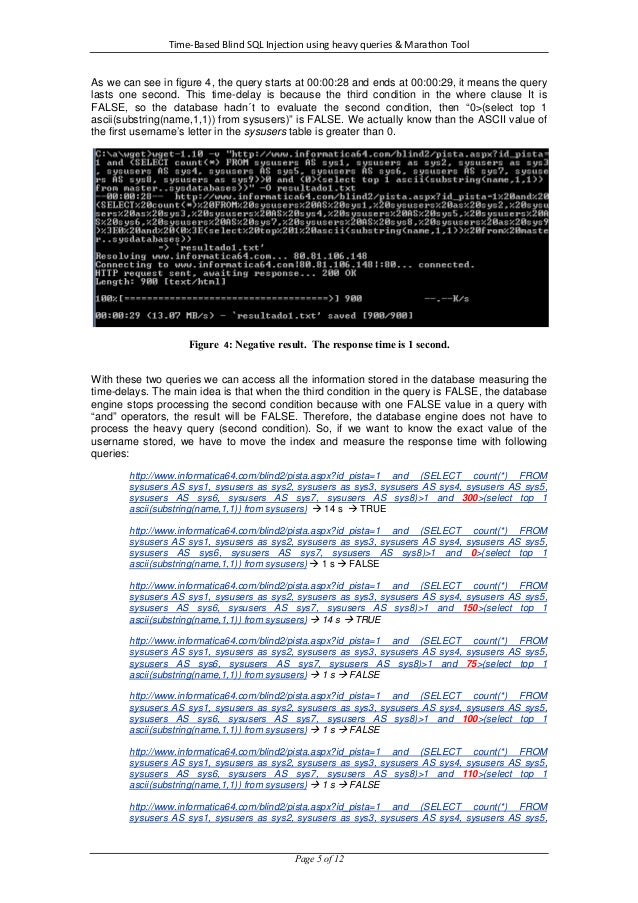 Time based blind sql injection using heavy queries