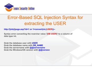 Sql Error Extracting Batch Defcon 17-joseph mccray-adv-sql_injection | PDF