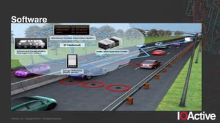 IOActive, Inc. Copyright ©2014. All Rights Reserved.
Software
• Windows software to manage and configure access points,
repeaters and sensors
– Coded in Flash/ActionScript (Adobe Airl)  so  it’s  easily  to  decompile
– It connects directly to AP and uses it to send commands to sensors
and repeaters
• Server software used to get all information from APs and then
send them to Traffic control systems
• …and  Cloud!  SaaS used to remotely access APs at any place in
the world
 