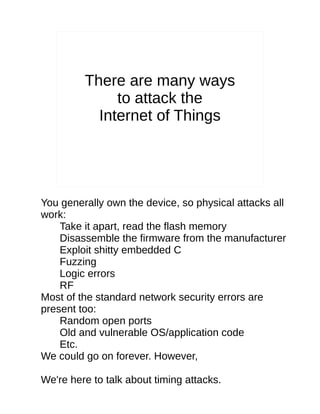 Defcon 22-paul-mcmillan-attacking-the-iot-using-timing-attac