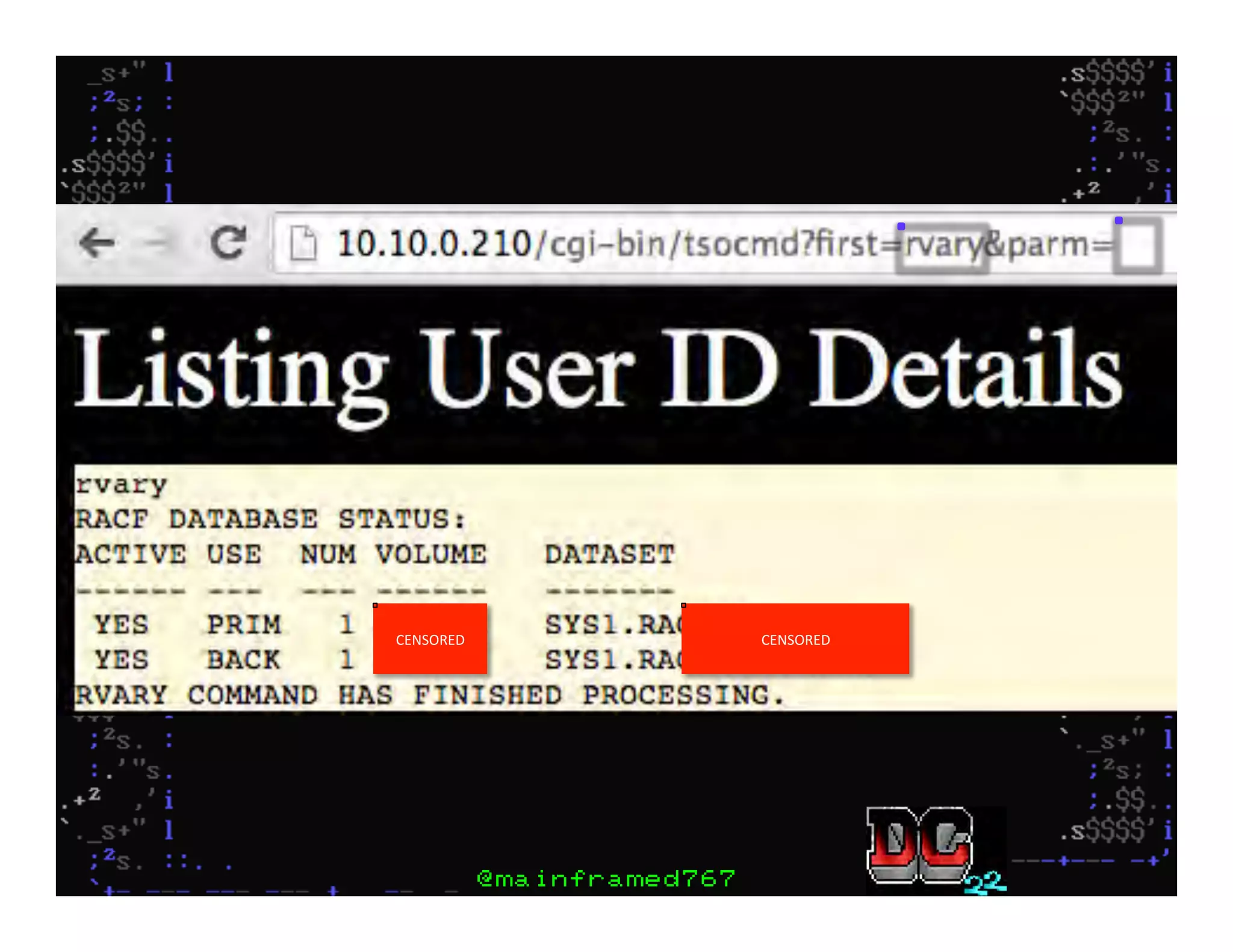 CENSORED( CENSORED(
@mainframed767
 