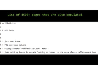 List of 4500+ pages that are auto populated.
 