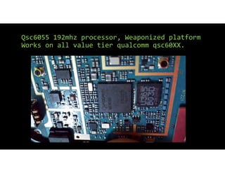 Qsc6055 192mhz processor, Weaponized platform
Works on all value tier qualcomm qsc60XX.
 