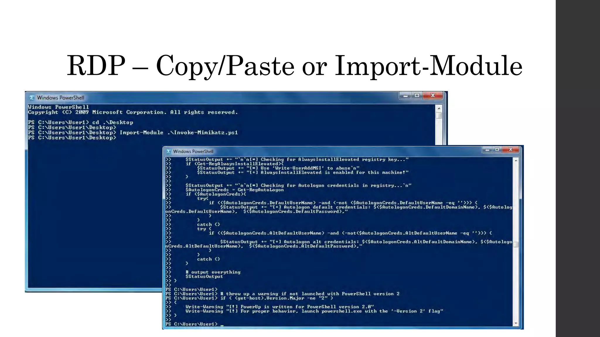 RDP – Copy/Paste or Import-Module
 