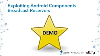 Exploiting Android Components
Broadcast Receivers
 