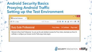 Android Security Basics
Proxying Android Traffic
Setting up the Test Environment
 