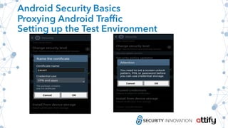 Android Security Basics
Proxying Android Traffic
Setting up the Test Environment
 