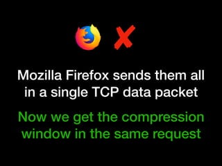 Mozilla Firefox sends them all
in a single TCP data packet
Now we get the compression
window in the same request
 