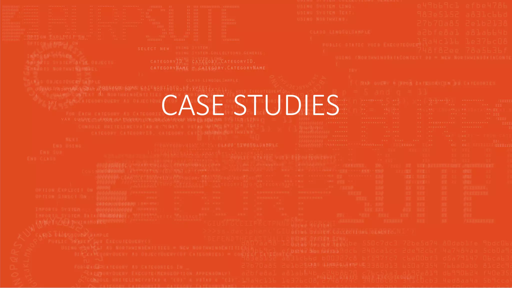 CASE STUDIES
 