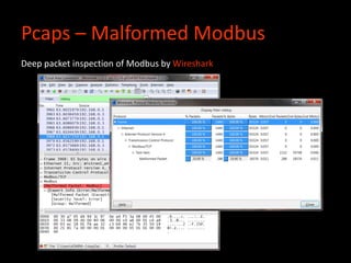 Pcaps – Malformed Modbus
Deep packet inspection of Modbus by Wireshark
 