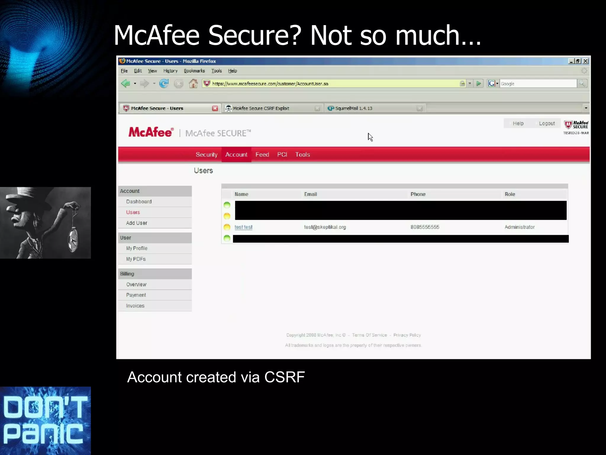 McAfee Secure? Not so much… Account created via CSRF 