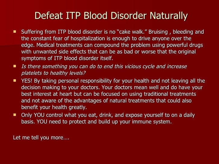 Defeat itp blood disorder naturally
