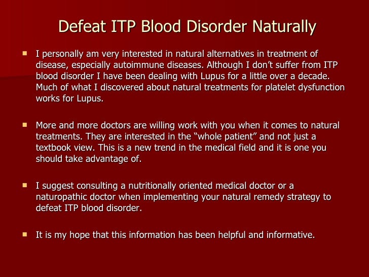 Itp blood disorder treatment