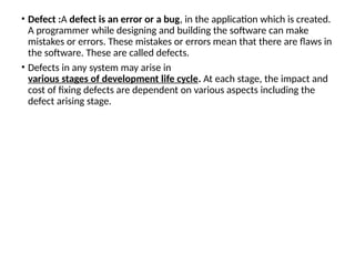 Software Testing defect management PPT slides | PPTX