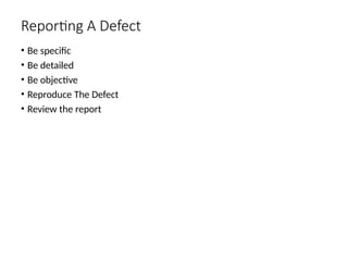 Software Testing defect management PPT slides | PPTX