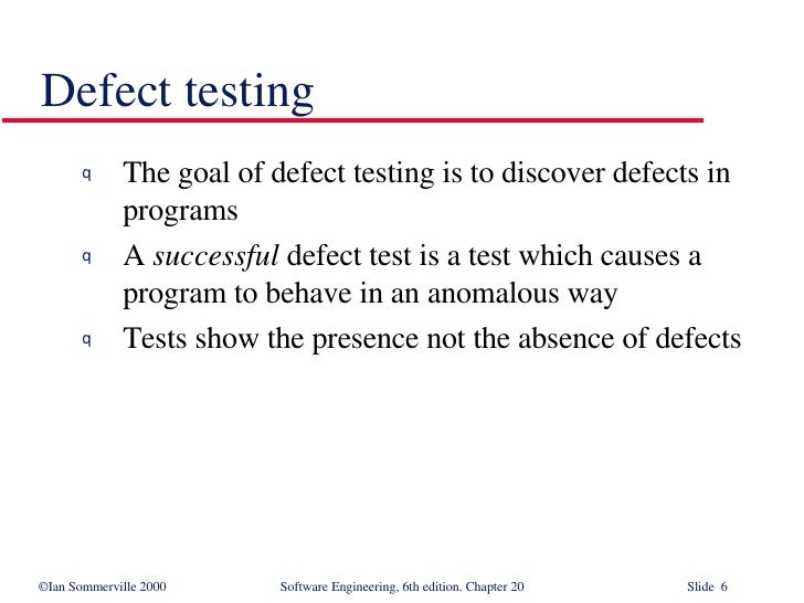 Defect Testing in Software Engineering SE20