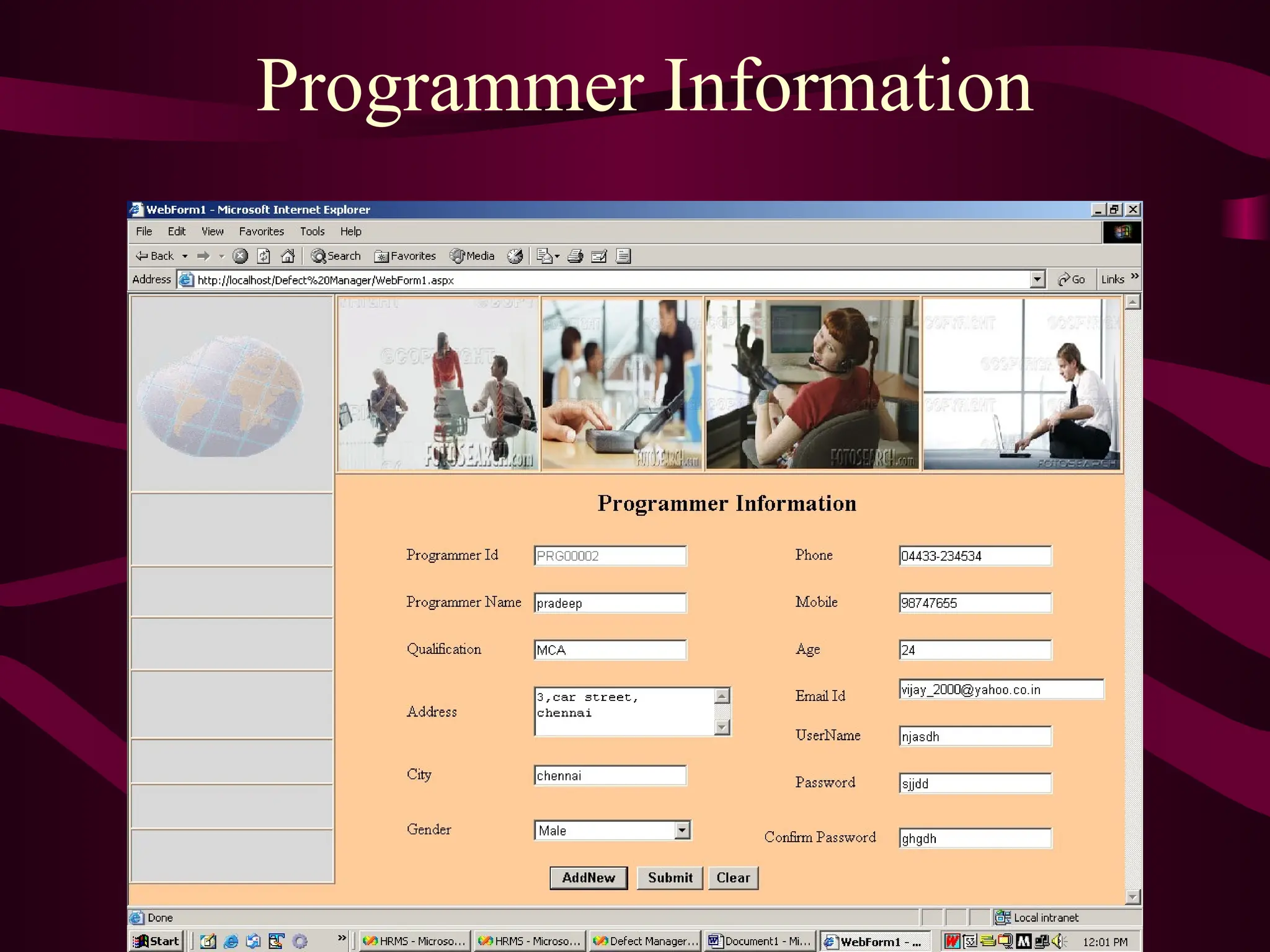 Programmer Information
 