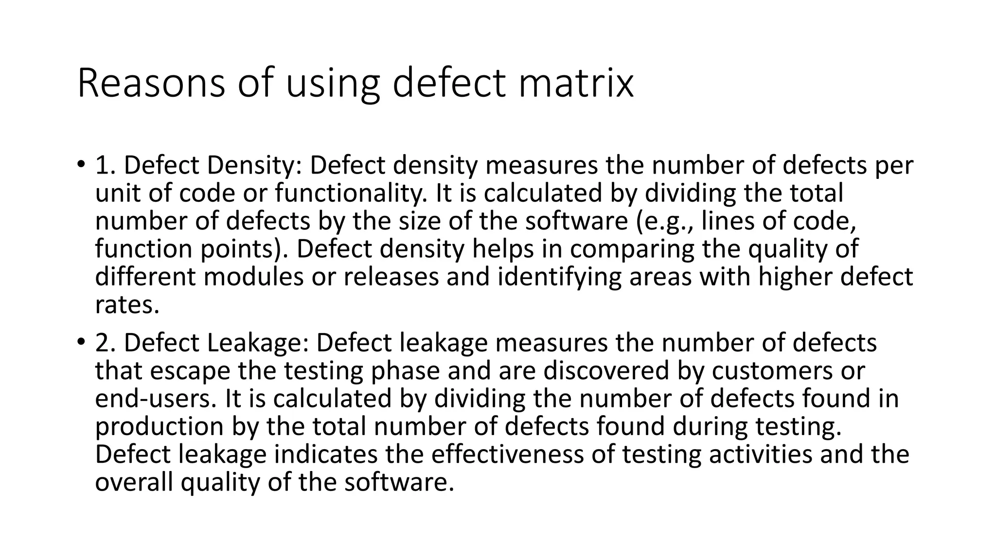 Defect matrix in software quality assurance.pptx | Technology & Computing