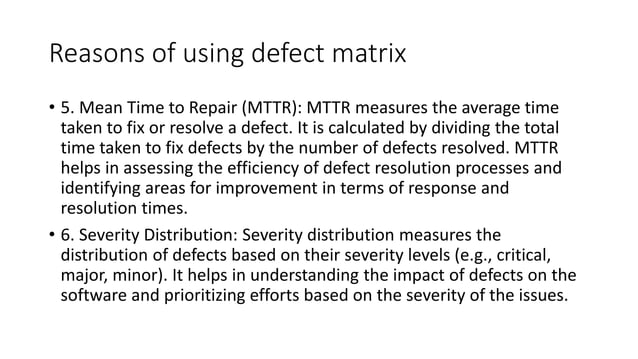 Defect matrix in software quality assurance.pptx | Technology & Computing