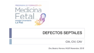 DEFECTOS SEPTALES
CIA, CIV, CAV
Dra. Beatriz Herrero. HULP. Noviembre 2018
 