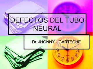 DEFECTOS DEL TUBO
NEURAL
Dr. JHONNY UGARTECHE
 