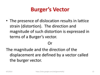 Defects in crystals | PPTX