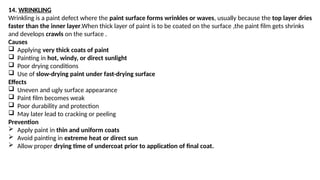 DEFECTS IN PAINTING, Building technology | PPTX