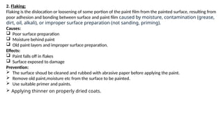Define Flake DEFECTS IN PAINTING, Building technology | PPTX