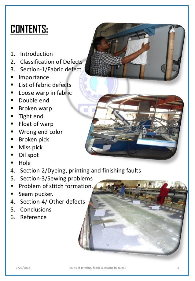 Defects of garment(print, fabric & sewing)