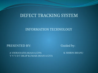 DEFECT TRACKING SYSTEM USING JAVA PROJECT.pptx | Free Download