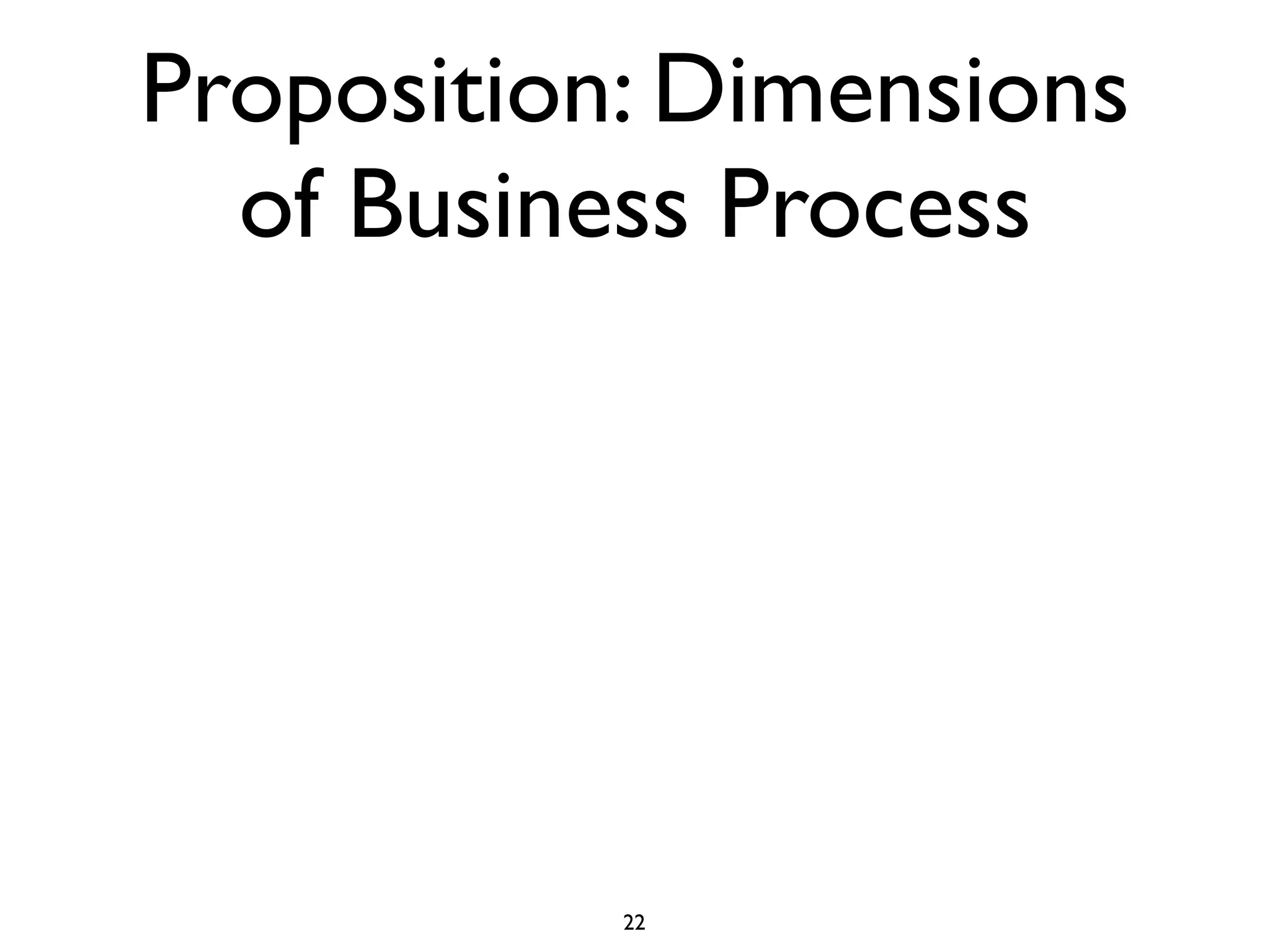 Proposition: Dimensions
  of Business Process




           22
 