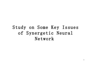 Study on Some Key Issues of Synergetic Neural Network   