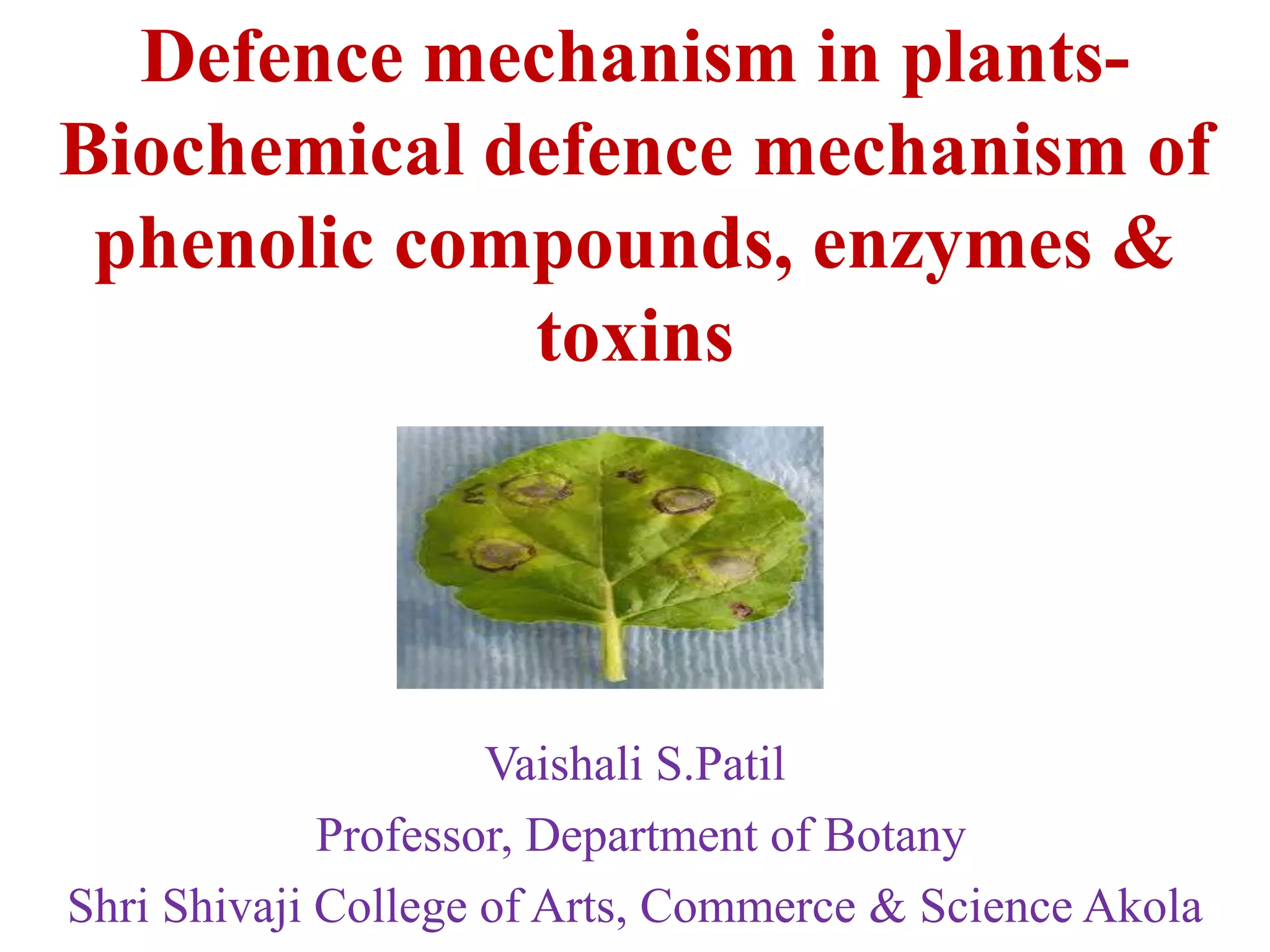 Defence mechanism in plants PPT