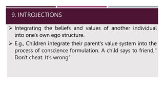 defence mechanism PPT/ego defence mechanism/psychology/mental mechanism ...