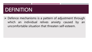 Defence Pattern defence mechanism PPT/ego defence mechanism/psychology/mental mechanism ...