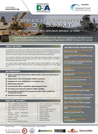 Defence Modernisation India Summit 2012 Agenda