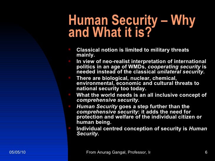 Defence, Security And Human Security Concepts