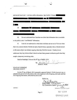 Affidavit of Robert Wolfe