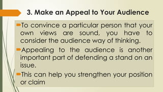 DEFEND A STAND ON AN ISSUE.. EAPP, ENGLISH FOR ACADEMIC PURPOSES | PPTX