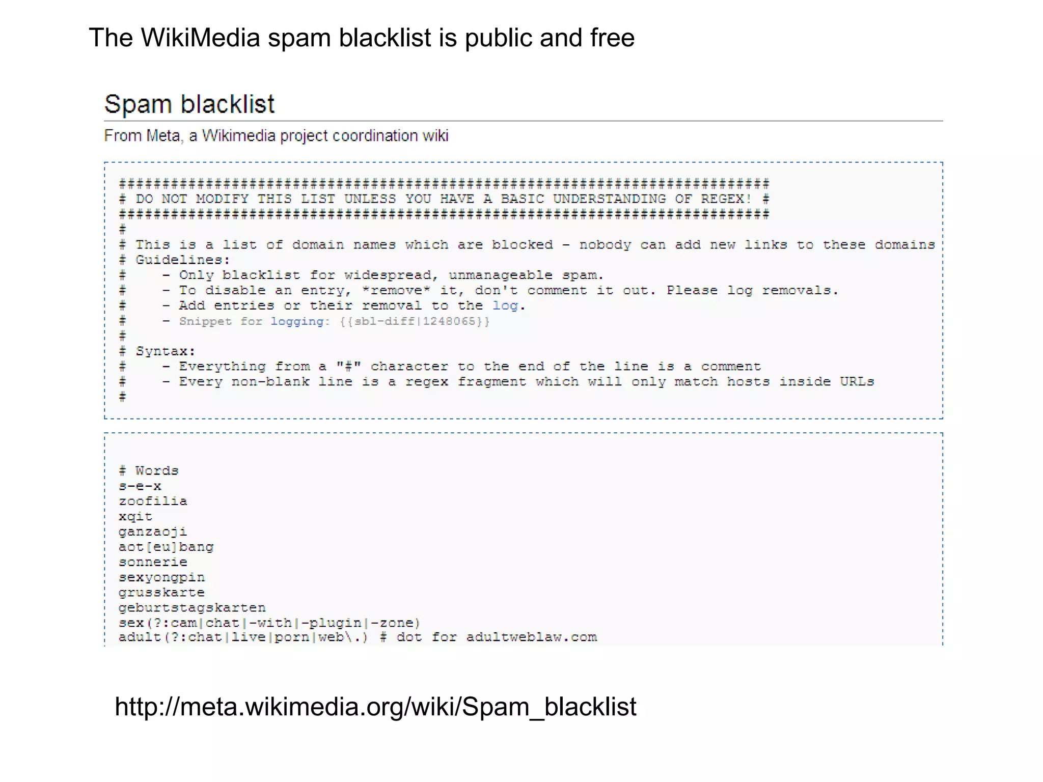 http://meta.wikimedia.org/wiki/Spam_blacklist The WikiMedia spam blacklist is public and free 