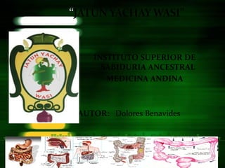 INSTITUTO SUPERIOR DE
     SABIDURIA ANCESTRAL
      MEDICINA ANDINA



AUTOR: Dolores Benavides
 