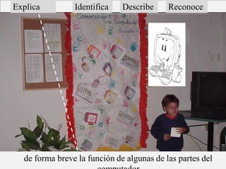 Explica         Identifica    Describe     Reconoce




  de forma breve la función de algunas de las partes del
 