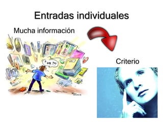 Entradas individuales
Mucha información



                       Criterio
 